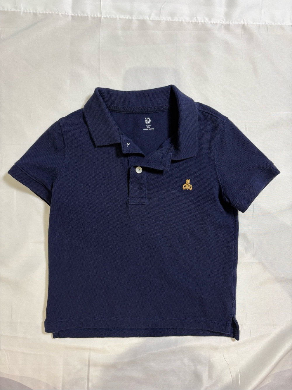 Baby Gap Navy Blue Polo Shirt Sz 4 Toddler Boys Cotton Bear Preppy Tennis School